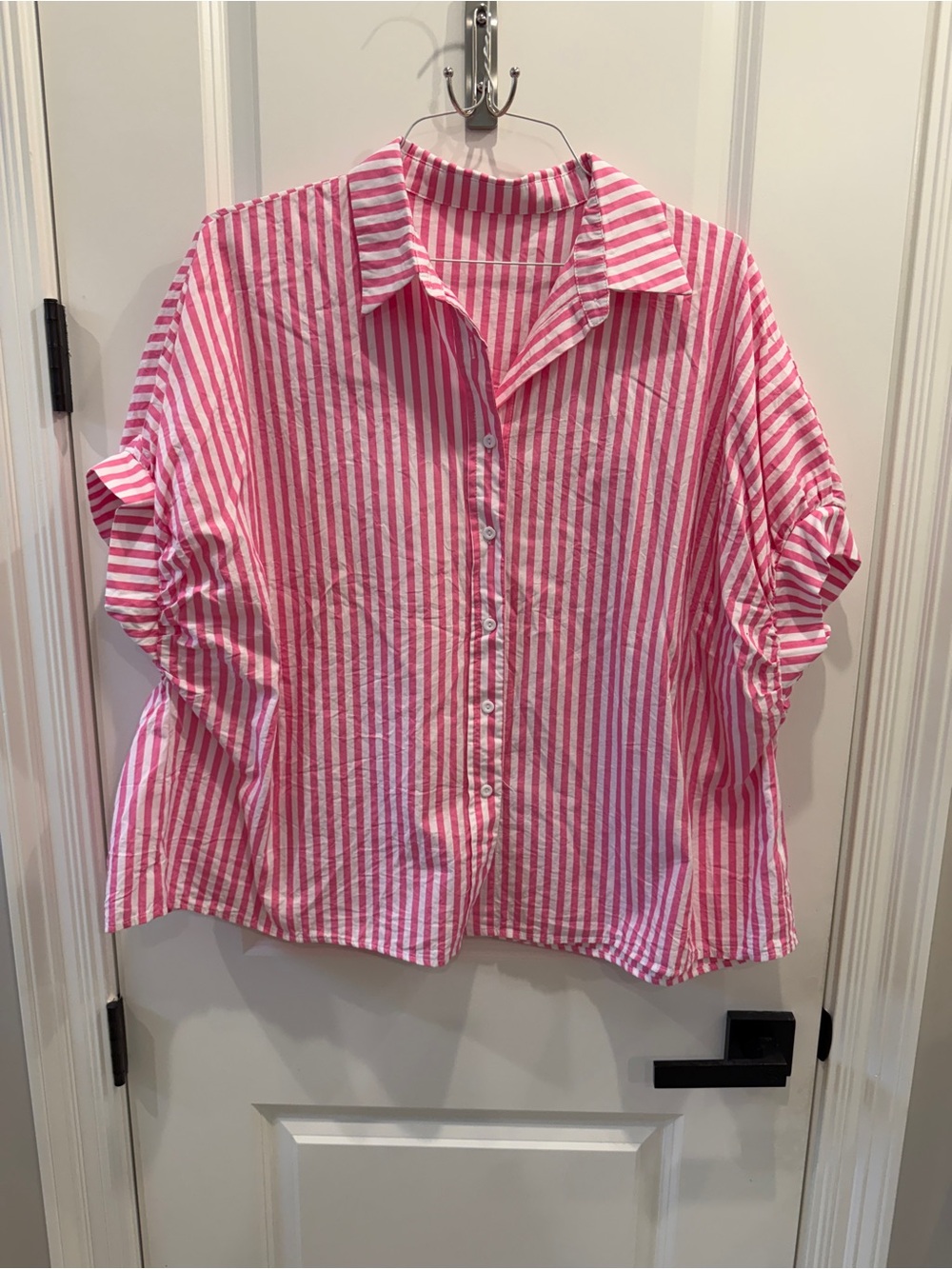 Pink & White Striped Button-Up Shirt